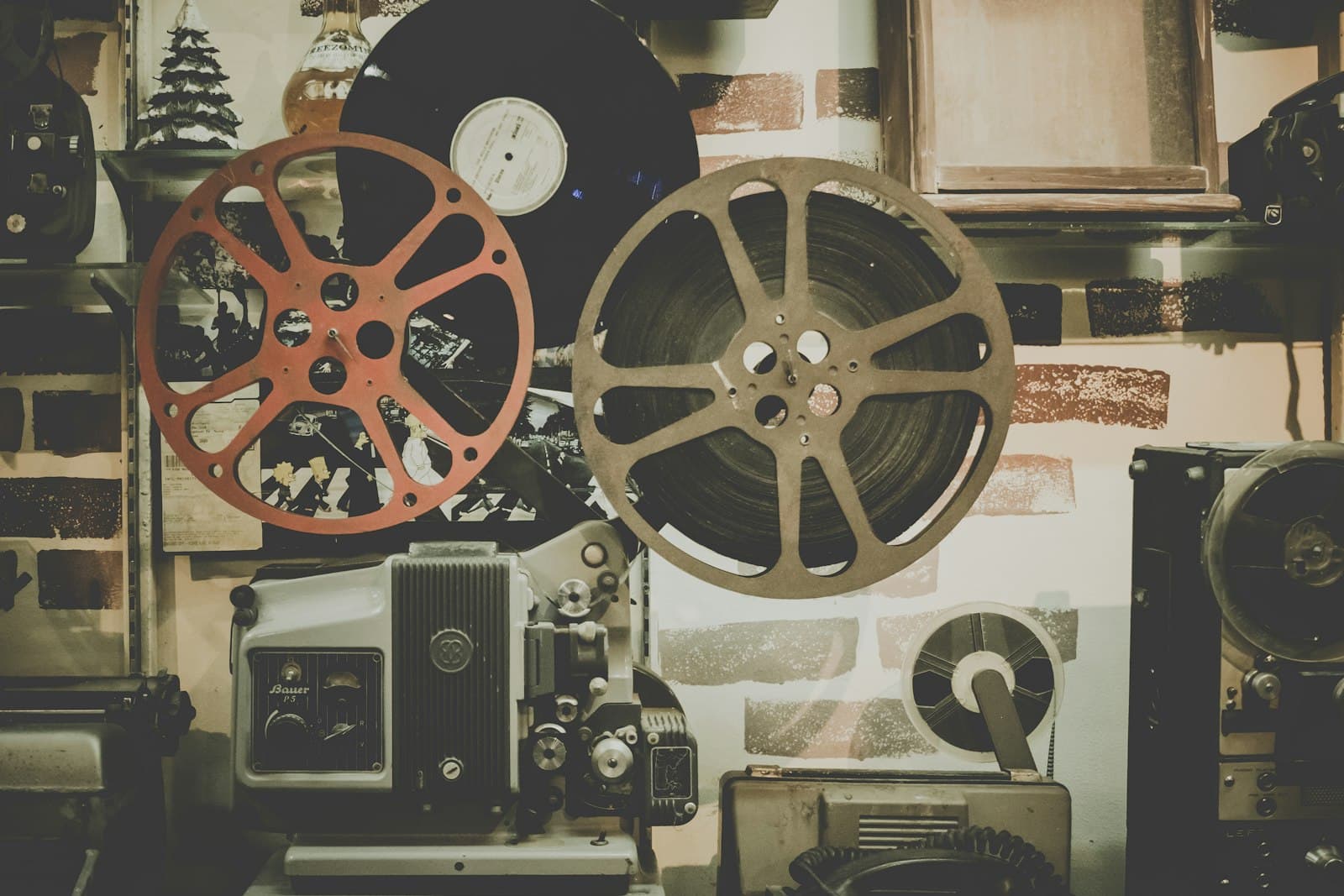 Film projector light in a dark theater